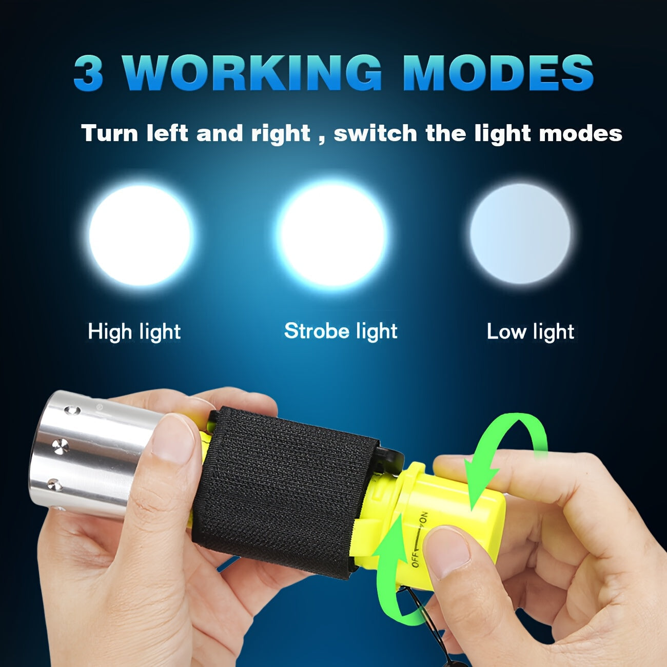 Scuba Diving Flashlight 2-Pack – Waterproof 80ft T6 LED 500 Lumens, Rechargeable 18650 USB, 3 Modes Rotary Switch Dive Light for Snorkeling, Caving & Outdoor Activities (Batteries & Chargers Included)