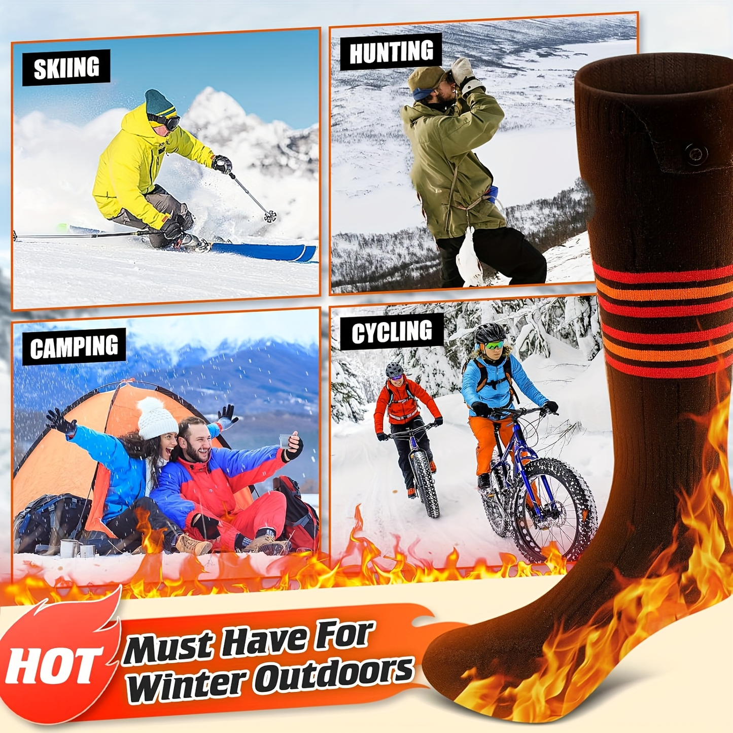 Rechargeable Electric Heated Socks for Men Women – 5000mAh Battery, Washable, Winter Warm Thermal Socks for Hiking Camping Skiing Hunting Fishing