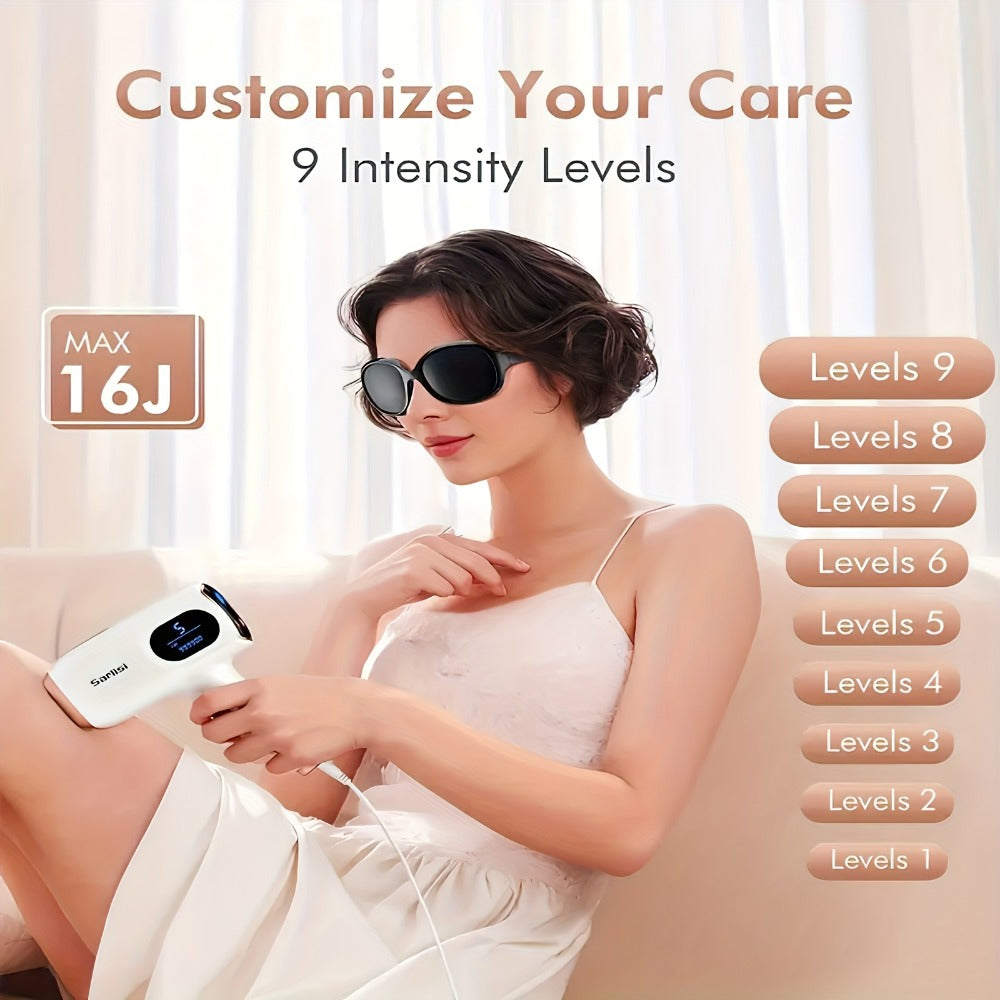 IPL Hair Removal Device 9-Mode Auto Flash for Women & Men – Painless Permanent At-Home Laser Hair Remover for Face Legs Underarms Bikini Line Arms Back Chest Full Body