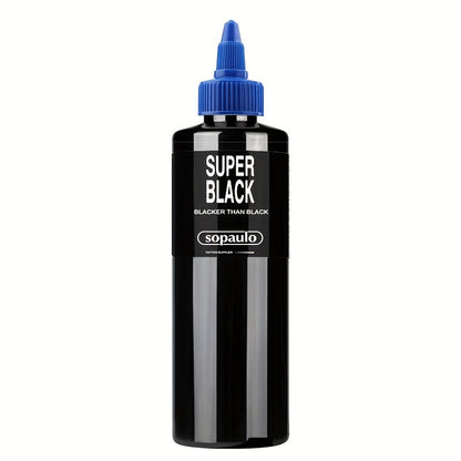 Super Black Tattoo Ink 8oz 240ml Ultra Dark Professional Tattoo Pigment – Large Particles for Bold Lines, Long-Lasting Blackwork & Tribal Body Art for Artists