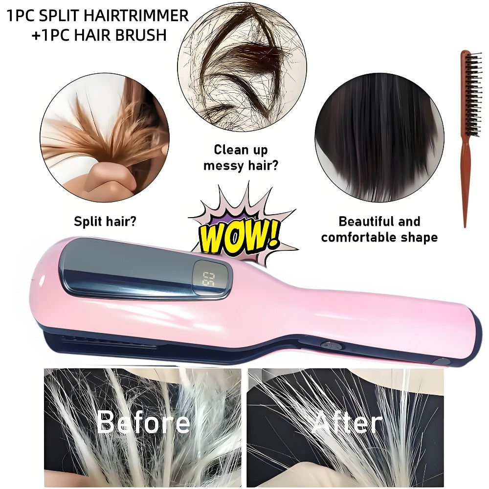 Split End Hair Trimmer for Women Portable Rechargeable Electric Hair Clipper for Split End Removal - 500mAh USB Charging Compact Pink Hair Care Tool for Long Hair Frizz Control