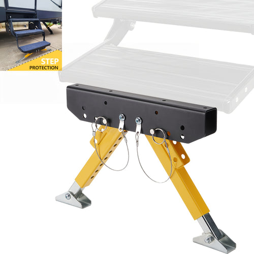Adjustable RV Step Stabilizer Kit - Portable & Foldable Ladder Support for 5th Wheels, Trailers & Motorhomes, Easy Install, Enhances Stability & Protects Steps, Caravan, Camping