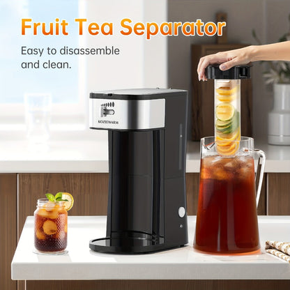 Iced Tea & Coffee Maker 3 QT Pitcher with Reusable Filter Basket | Adjustable Brew Strength | Cold Brew Machine for Iced Tea, Lattes, Lemonade & Flavored Water | Black