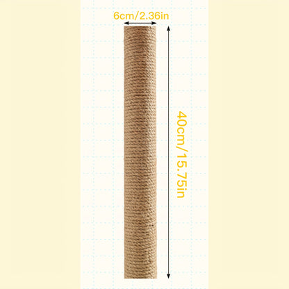 Multi-Level Sisal Cat Scratching Post 4-in-1 with 6 Wooden Balls 2 Hanging Balls & 2 Feather Teaser Toys - Premium Thickened Sisal Anti-Slip Base for Indoor Cats M L XL + Replacement Pillars