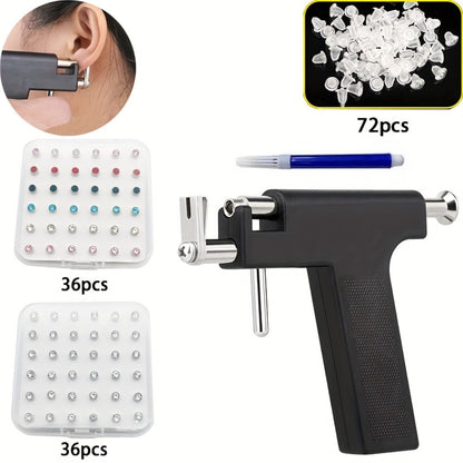 Ear Piercing Tool Set Reusable - Safe Ear Piercing Kit with Ear Studs, Professional Piercing Gun for Home & Salon Use, Unisex, Hypoallergenic Ear Studs Included, Multiple Combination Options