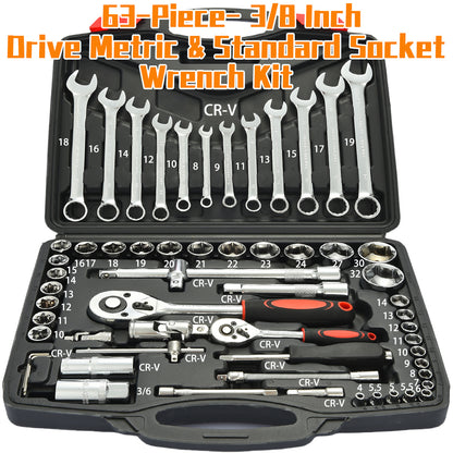 FAXHION 96/55/63/46pcs High-end Professional Tool Sets, Auto/ Bicycle Maintenance Machinery Sets, Racing-class Auto Parts Maintenance Ratchet Wrenches Or Other Auto Maintenance Parts Tool Sets.