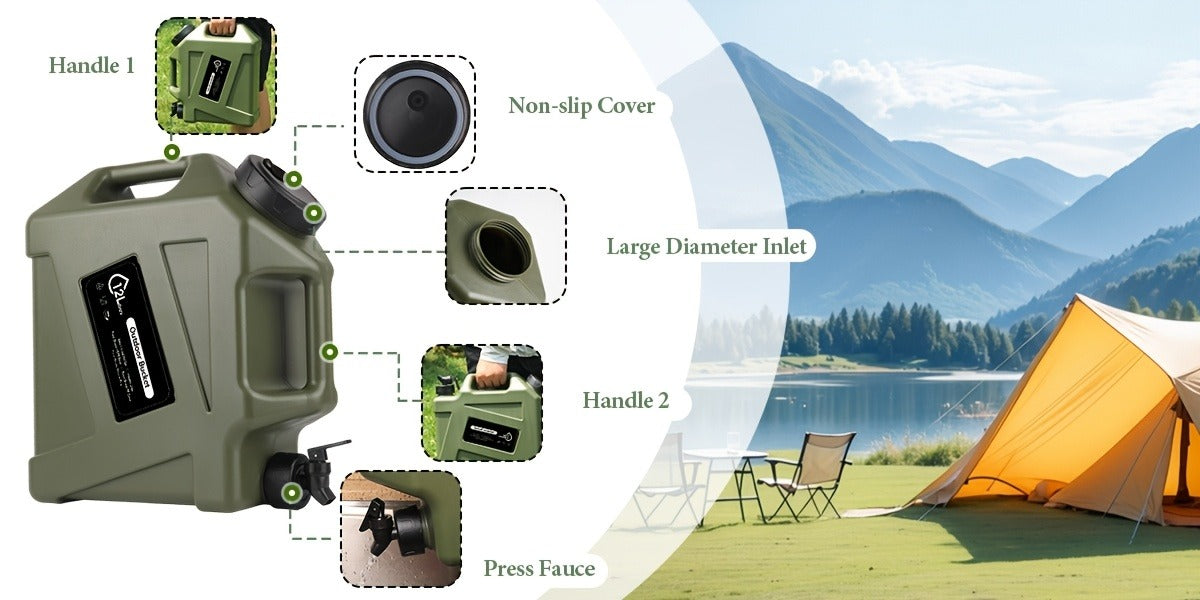 Water Storage Container with Spigot 2 Handles BPA Free PVC Collapsible Water Jug for Camping Outdoor RV Hiking Emergency Survival Portable Water Tank 3.2Gal 5Gal 2.6Gal Multi-Color Options