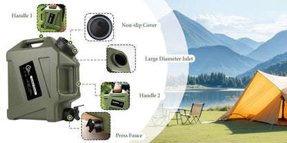 Water Storage Container with Spigot 2 Handles BPA Free PVC Collapsible Water Jug for Camping Outdoor RV Hiking Emergency Survival Portable Water Tank 3.2Gal 5Gal 2.6Gal Multi-Color Options