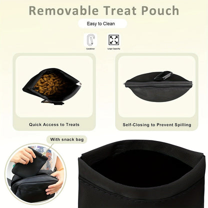 Dog Treat Pouch for Training - Waist Belt Bag with Poop Bag Dispenser, Detachable Treat Bag & Carabiner - Dog Walking Bag for Puppy Training Rewards, Fits Phone, Keys & Water Bottle