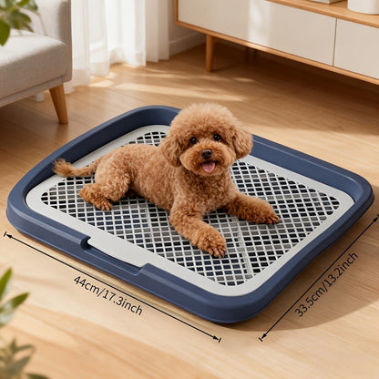 Indoor Dog Potty Tray with Removable Grating - Leak-Proof Puppy Training Toilet, Washable Pee Pad Holder for Apartments, Easy Clean Dog Bathroom, 7 Colors, Small & Large Sizes