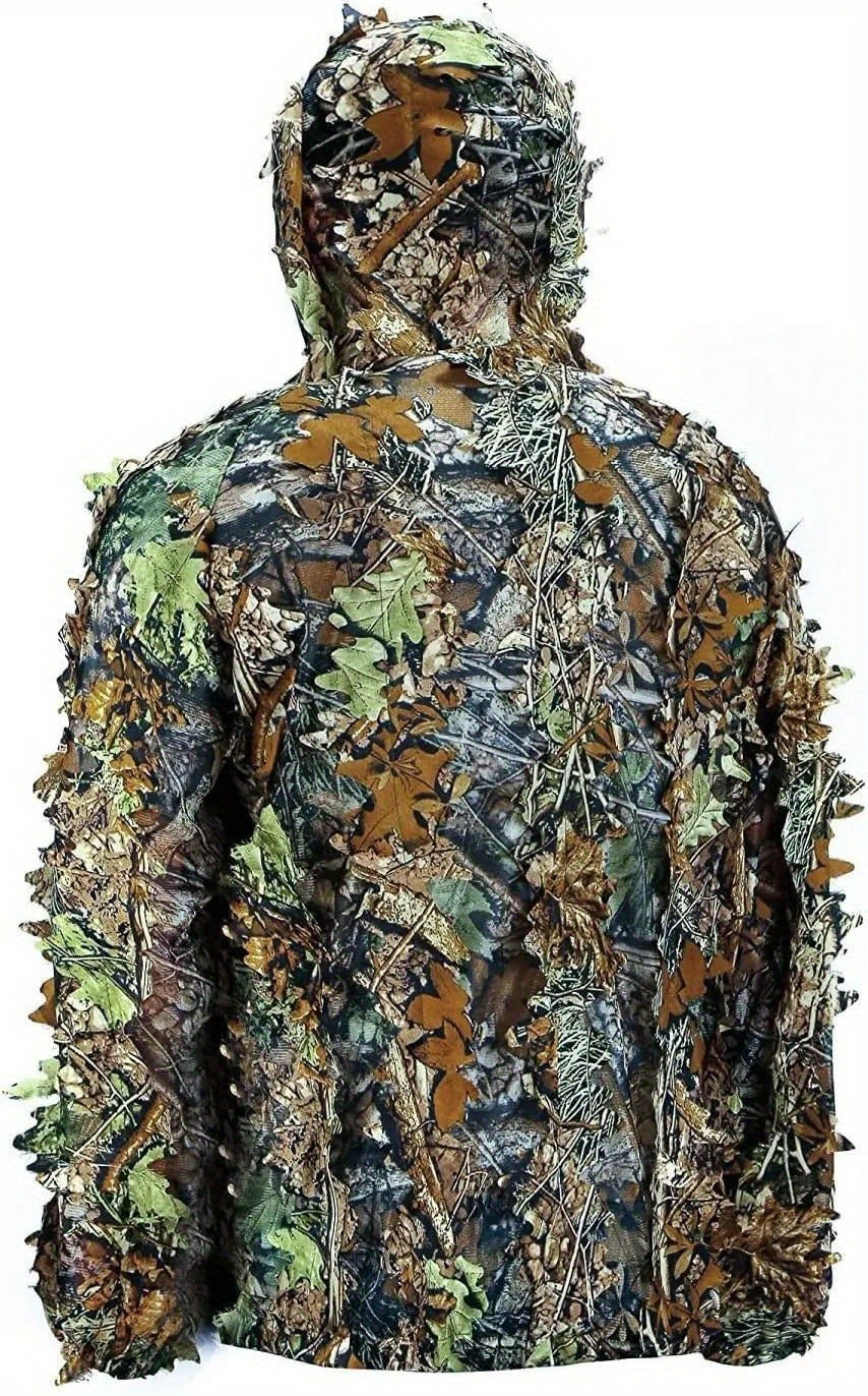 Ghillie Suit 3D Camo Hunting Set – Lightweight Breathable Hooded Camouflage Jacket & Pants for Deer Hunting Sniper Airsoft & Wildlife Photography