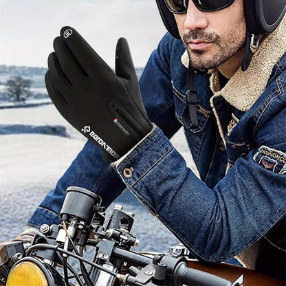 Windproof Knit Gloves for Outdoor Riding & Skiing – 2 Pairs Full-Finger Slip-Resistant Winter Gloves | 100% Polyamide Warm Gloves for Men & Women | S M L XL XXL | Black Gray