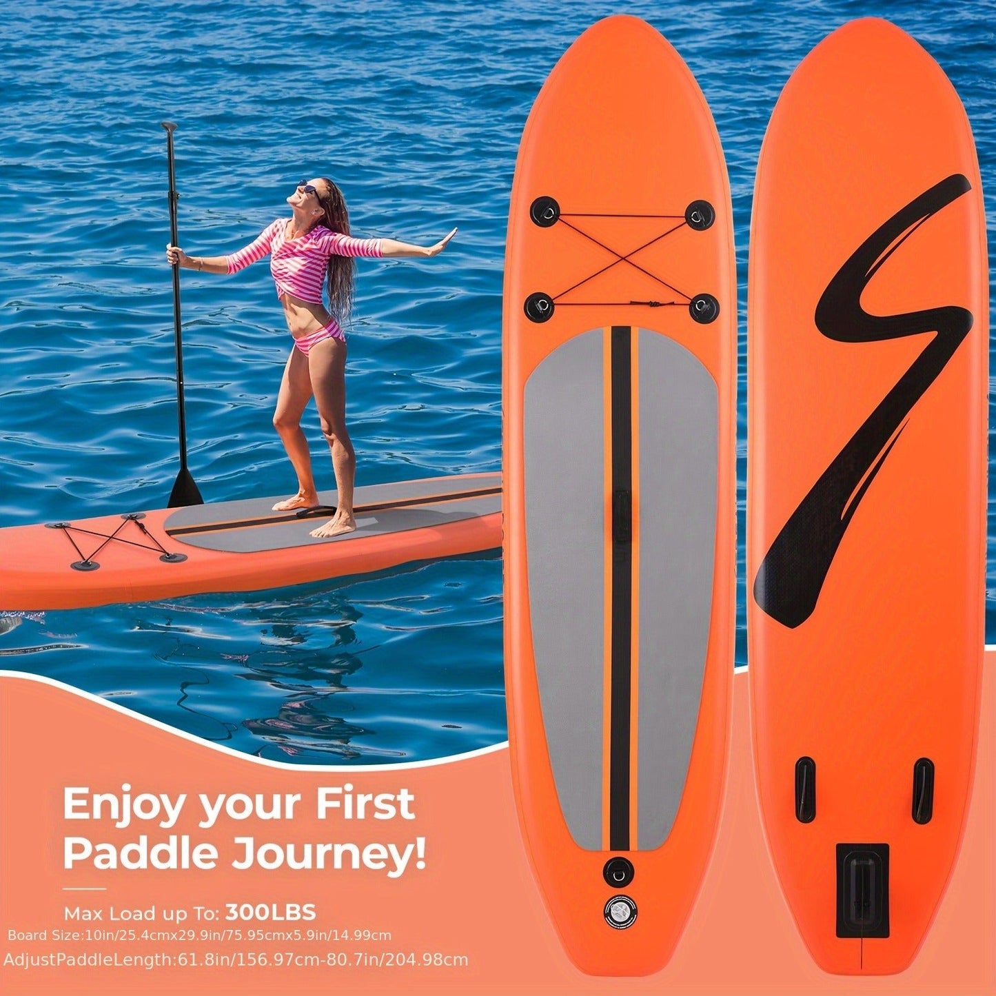 Stand Up Paddle Board 10ft/11ft/12ft – 3-Fin SUP with Floating Paddle, Ankle Leash, Pump & Carry Bag | Yoga Touring Fishing All Levels
