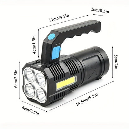 Rechargeable LED Flashlight 6-Pack - Transparent COB Side Light, 6 Modes Multifunction Handheld Torch, ABS Body for Camping, Hiking, Work & Emergency Power Outage