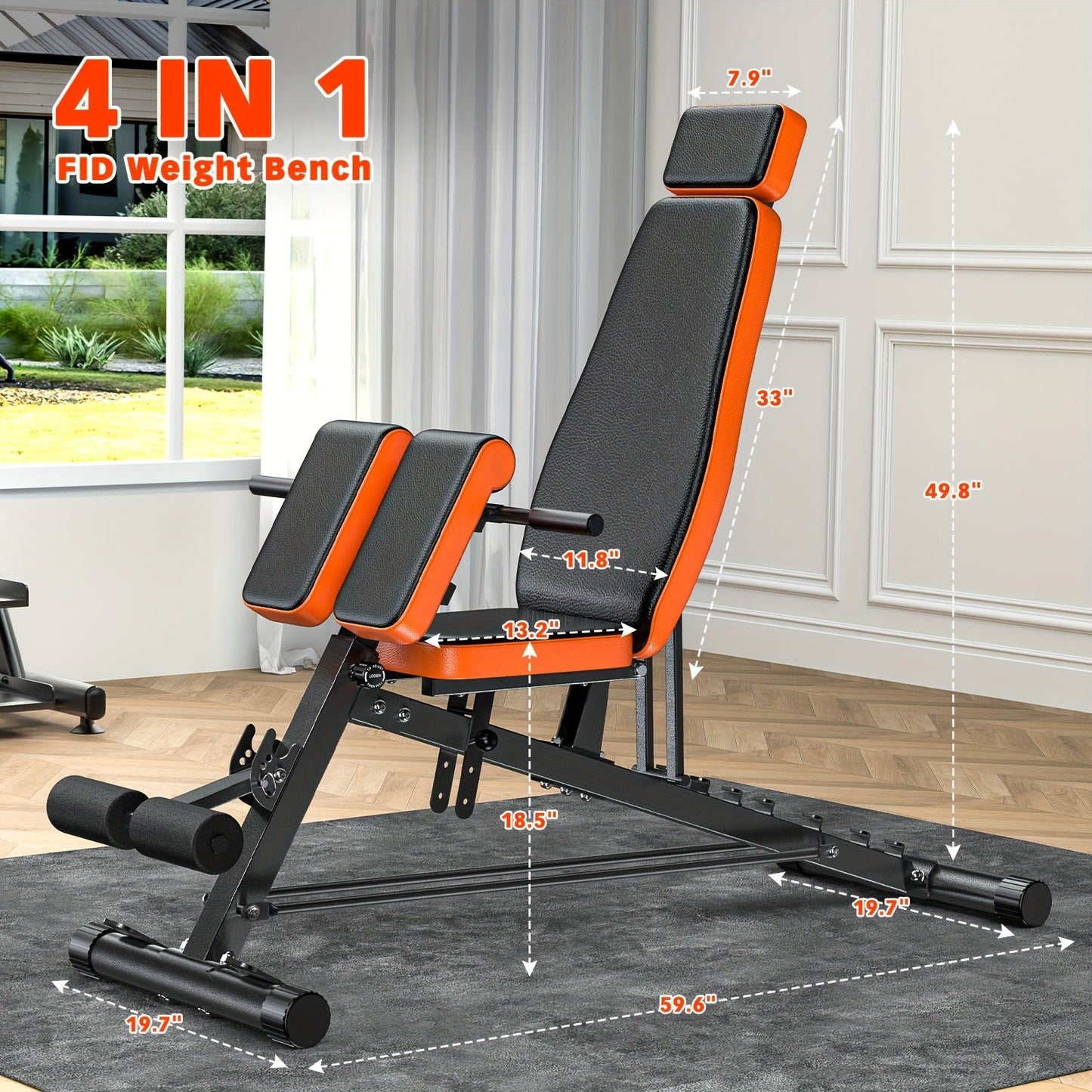 14-in-1 Adjustable Weight Bench Foldable – 770lb Capacity, Multi-Function Full Body Strength Training, Space-Saving Design – Home Gym Workout Bench