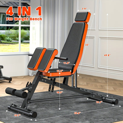14-in-1 Adjustable Weight Bench Foldable – 770lb Capacity, Multi-Function Full Body Strength Training, Space-Saving Design – Home Gym Workout Bench
