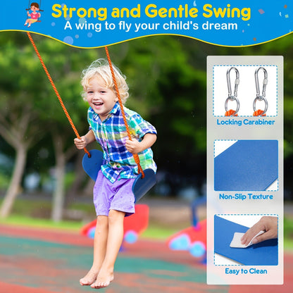Outdoor Swing Set for Kids 3-in-1 Metal A-Frame 550 lbs Disc Saucer Swing Backyard Playground