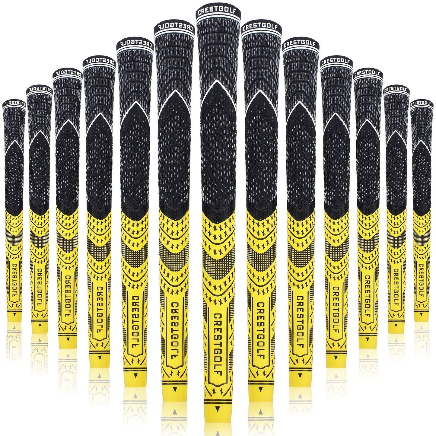 Midsize Golf Grips Set 13 Pack – All Weather Hybrid Rubber Golf Club Grips with Ecological Yarn Thread Technology, Multiple Colors, Fits Full Set of Clubs (Black, White, Red, Orange, Yellow, Blue, Gray)