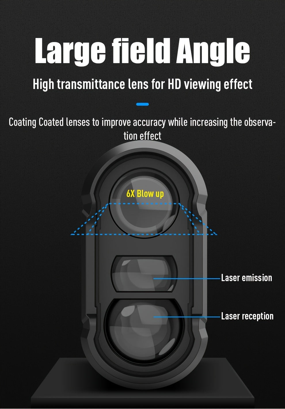 Golf Laser Rangefinder 1200 Yards Slope Compensation 6X Magnification Flag Lock HD Rechargeable USB Charging Anti-Vibration High Precision Quick Positioning White Stylish Design