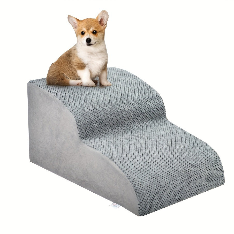 Dog Stairs for High Beds & Sofa - Extra Wide Foam Pet Steps with Non-Slip Bottom, Soft Cushioned Dog Ramp for Couch, Ideal for Small Dogs, Senior & Injured Pets, 2/3/4 Steps, 6 Colors