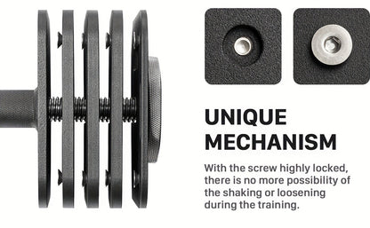 Quick-Lock Adjustable Dumbbell Set 10–80LB – 5LB Increments Square Weight Plates for Home Gym Fitness, Compatible Longer Screws & Add-On Plates Available