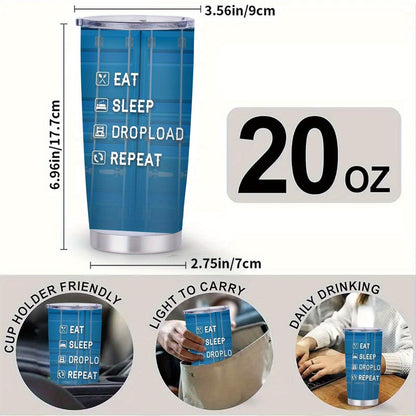 Truck Driver Tumbler 20oz Stainless Steel Insulated Coffee Cup with Lid Birthday Gift for Husband Son Grandpa Nephew Farmer Truck Driver Men
