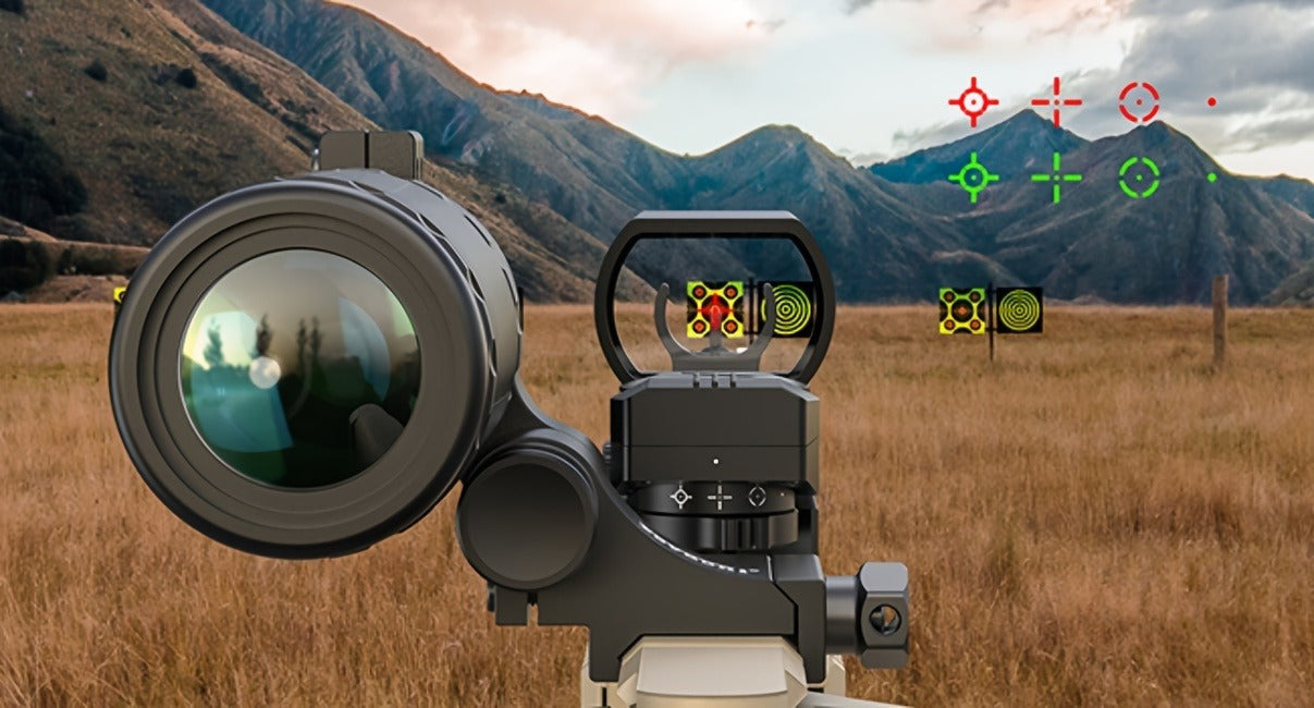 Red Green Dot Sight 33mm with 4 Reticle Modes – Dual Illuminated Rifle Scope, 1x Magnification, 1 MOA Adjustment, Parallax-Free Rail Mount Optic for Hunting, Target Shooting & Tactical Use on Rifles Shotguns Carbines