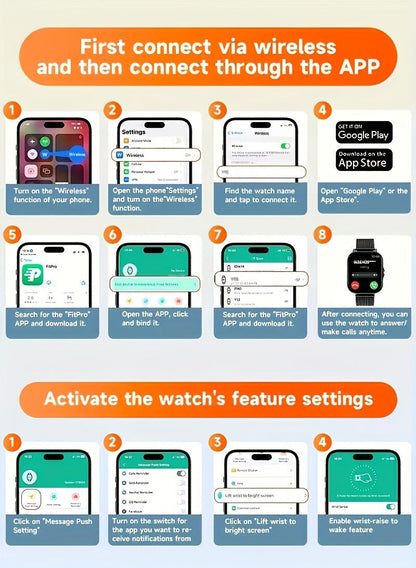 Bluetooth Calling Smartwatch with 1.83" Full Touch Screen, Multiple Sport Modes, Music Control & Sedentary Reminder – Fitness Tracker Watch Compatible with Android & iPhone for Men and Women, Dual Strap