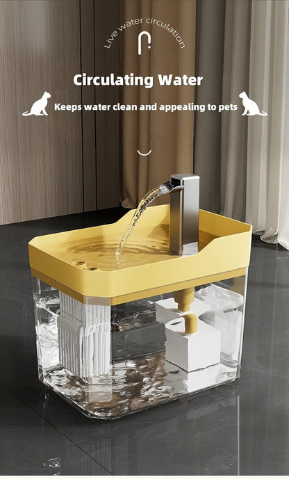 Pet Water Fountain Automatic 4-Stage Filtration – Ultra-Quiet USB Powered Circulating Fresh Water Dispenser with Visible Water Level Window, No Battery Needed, for Cats & Dogs | Home & Travel