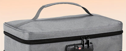 Lockable Medicine Organizer Bag with Combination Lock, Double-Layer Large Capacity Pill Bottle Storage Case for Prescription Bottles First Aid Supplies Home Travel, Portable Medication Carry Bag Red Grey Black