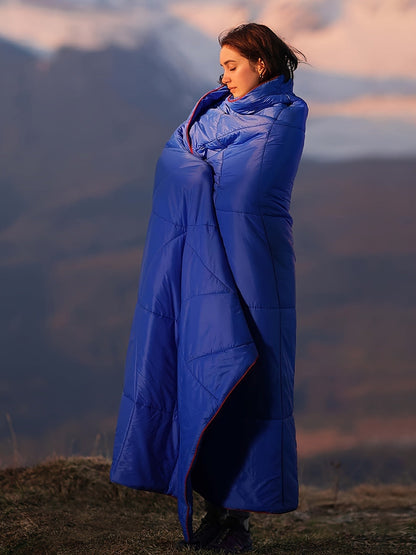Puffy Camping Blanket Foldable Lightweight Water Resistant with 3D Eye Mask - DWR Coated Outdoor Blanket for Camping, Hiking, Travel, Beach, Stadium & Car, Warm Packable Throw in 4 Colors, 55" x 78"