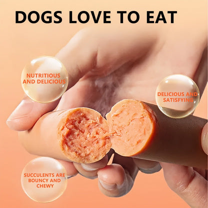 Grain-Free Dog Sausage Treats – Chicken Flavor Ham Sticks, Soft & Easy-Digest Dental Chew Snacks for Puppies & Adult Dogs, No Additives, All Breeds (16-Pack or 32-Pack)