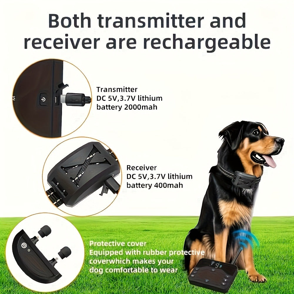 Wireless Dog Fence System with Remote Training Collar - 2.4GHz 800ft Range, 9-Level Adjustable, Containment System for Small Medium Large Dogs, 1/2/3 Dogs