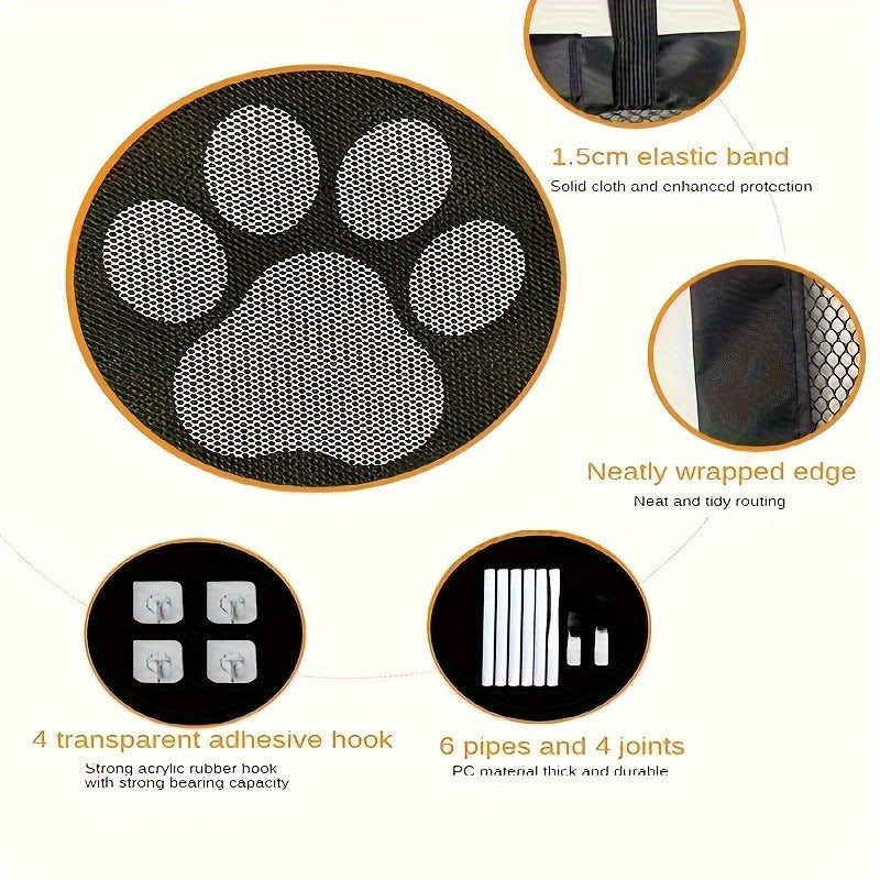 Pet Gate Folding Mesh Dog Safety Fence Isolation Net - Portable Collapsible Pet Barrier for Doorways Stairs Cars, Indoor Outdoor Dog Cat Protection Gate, Small Large Size Available