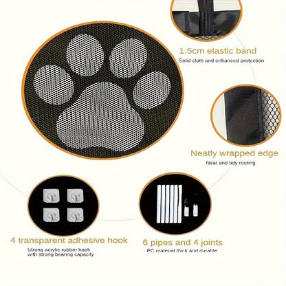Pet Gate Folding Mesh Dog Safety Fence Isolation Net - Portable Collapsible Pet Barrier for Doorways Stairs Cars, Indoor Outdoor Dog Cat Protection Gate, Small Large Size Available