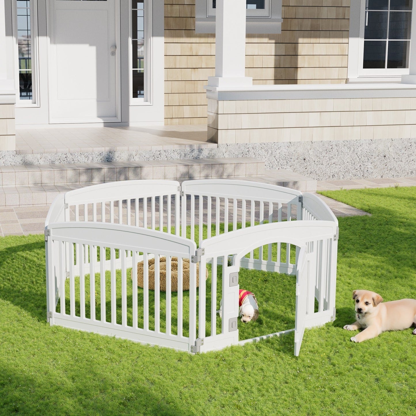 Foldable Dog Playpen & Indoor Outdoor Pet Fence – Portable, Easy to Clean, 4-Panel & 6-Panel, White & Black