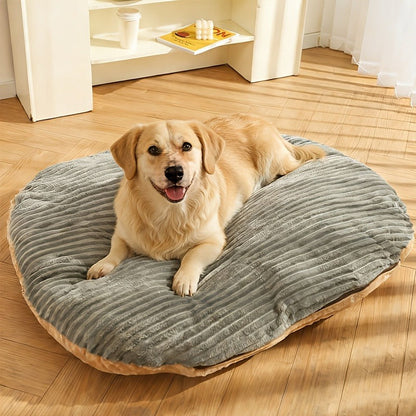 Furry Round Pet Bed for Dogs & Cats - Soft Warm Washable Dog Bed with Anti-Slip Base, Foldable Breathable Plush Cat Bed Mattress for Small Medium Large Pets, Indoor Dog Cage Pad, Sizes M-XXL