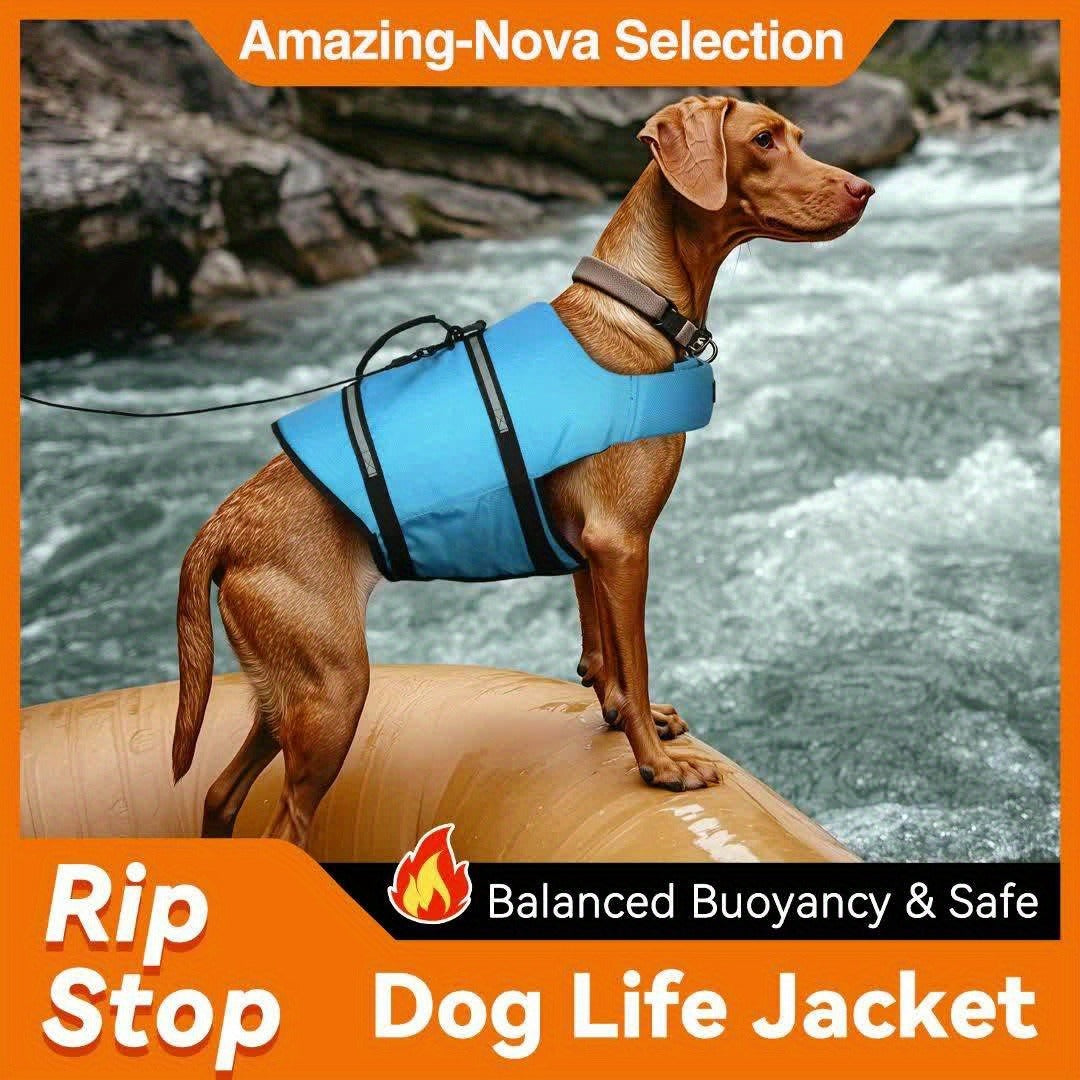 Dog Life Jacket Ripstop Swim Vest with Handle – Buoyancy Flotation Dog Life Vest for Swimming, Boating & Water Safety, Sizes XS to XL, 6 Bright Colors for Small Medium Large Dogs