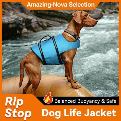 Dog Life Jacket Ripstop Swim Vest with Handle – Buoyancy Flotation Dog Life Vest for Swimming, Boating & Water Safety, Sizes XS to XL, 6 Bright Colors for Small Medium Large Dogs