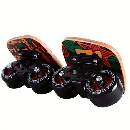 Split Drift Skateboard with PU Wheels & High-End Bearings | 7-Layer Maple Deck Anti-Slip Portable Roller Road Drift Skates Plate – Flexible Lightweight Design for Tricks & Street Skating (2 Styles)