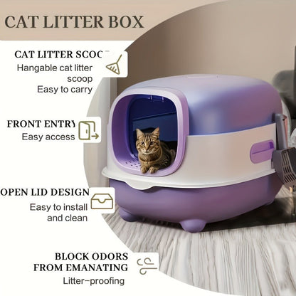 Enclosed Cat Litter Box with Odor Control - Foldable Top Entry Design, Splash-Proof Walls, Compact Size for Small Spaces, Suitable for Kittens and Adult Cats