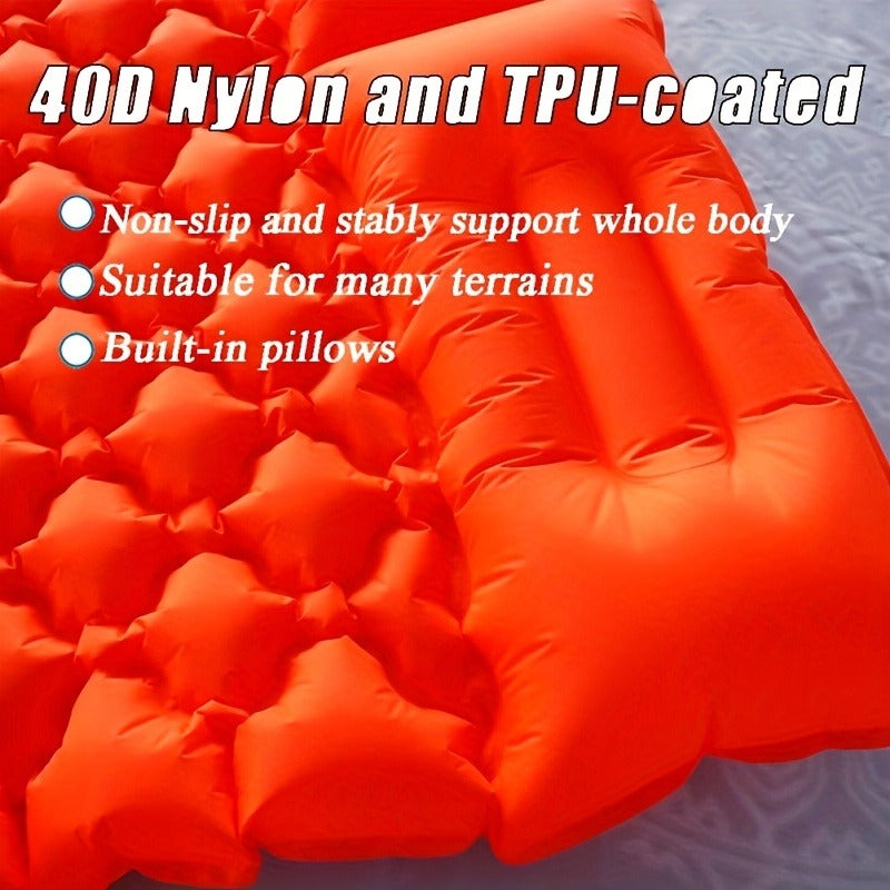 Camping Sleeping Pad Inflatable & Self-Inflating – Ultralight TPU Nylon Mat with Built-In Pump, Single & Double Size for Backpacking, Hiking, Travel