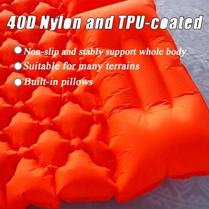 Camping Sleeping Pad Inflatable & Self-Inflating – Ultralight TPU Nylon Mat with Built-In Pump, Single & Double Size for Backpacking, Hiking, Travel