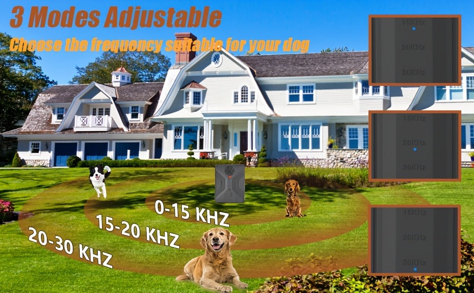Ultrasonic Anti-Barking Device – Automatic Dog Bark Deterrent with 3 Frequency Modes & 50ft Range | Rechargeable 1500mAh, Hands-Free & Humane | Indoor & Outdoor Bark Control for All Dog Sizes | Dark Gray