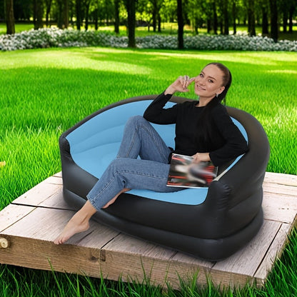 Inflatable Sofa Portable Air Cushion Bed – Lightweight Foldable Lazy Couch for Outdoor Camping, Hiking, Beach, Backyard & Indoor Home Use, Quick Inflate Lounger Chair, Single Person Air Sofa