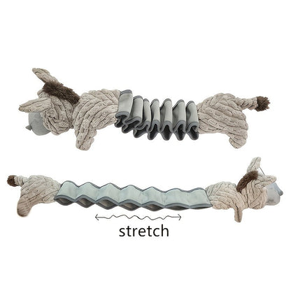 Dog Chew Toy Donkey Plush Squeaky Stretch Toy for Dogs - Durable Soft Stuffed Animal Chew Toy for Small Medium Large Dogs, Textured Spike Design, No Batteries Needed