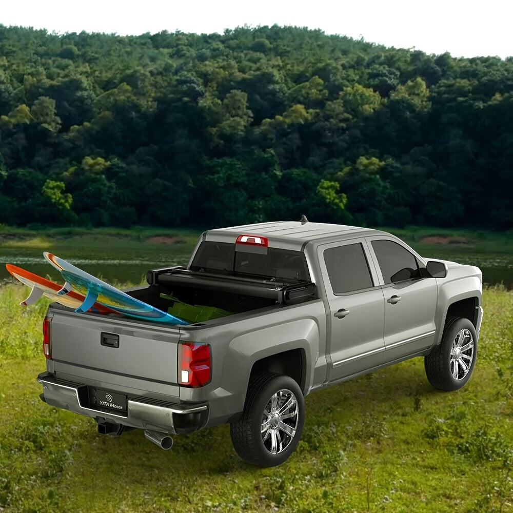 5.7FT Soft 4-Fold Tonneau Cover Truck Bed For Ram 1500 2009-2024 Without Rambox Water Proof Quad-Fold
