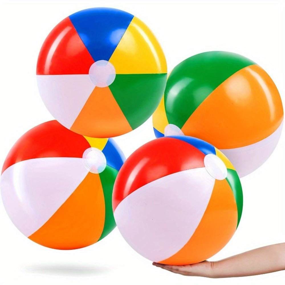 Rainbow Beach Balls 4-Pack 20 Inch – Large Inflatable Beach Ball Set for Pool Party Decorations, Kids & Adults Birthday Luau Hawaiian Summer Beach Water Games Party Favor