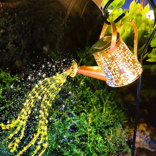 Solar Watering Can Light Outdoor Garden Decor Retro Metal Solar Lamp IP44 Waterproof Warm White LED Fairy Lights for Patio Yard Pathway Porch Christmas Halloween Mother's Day Gift