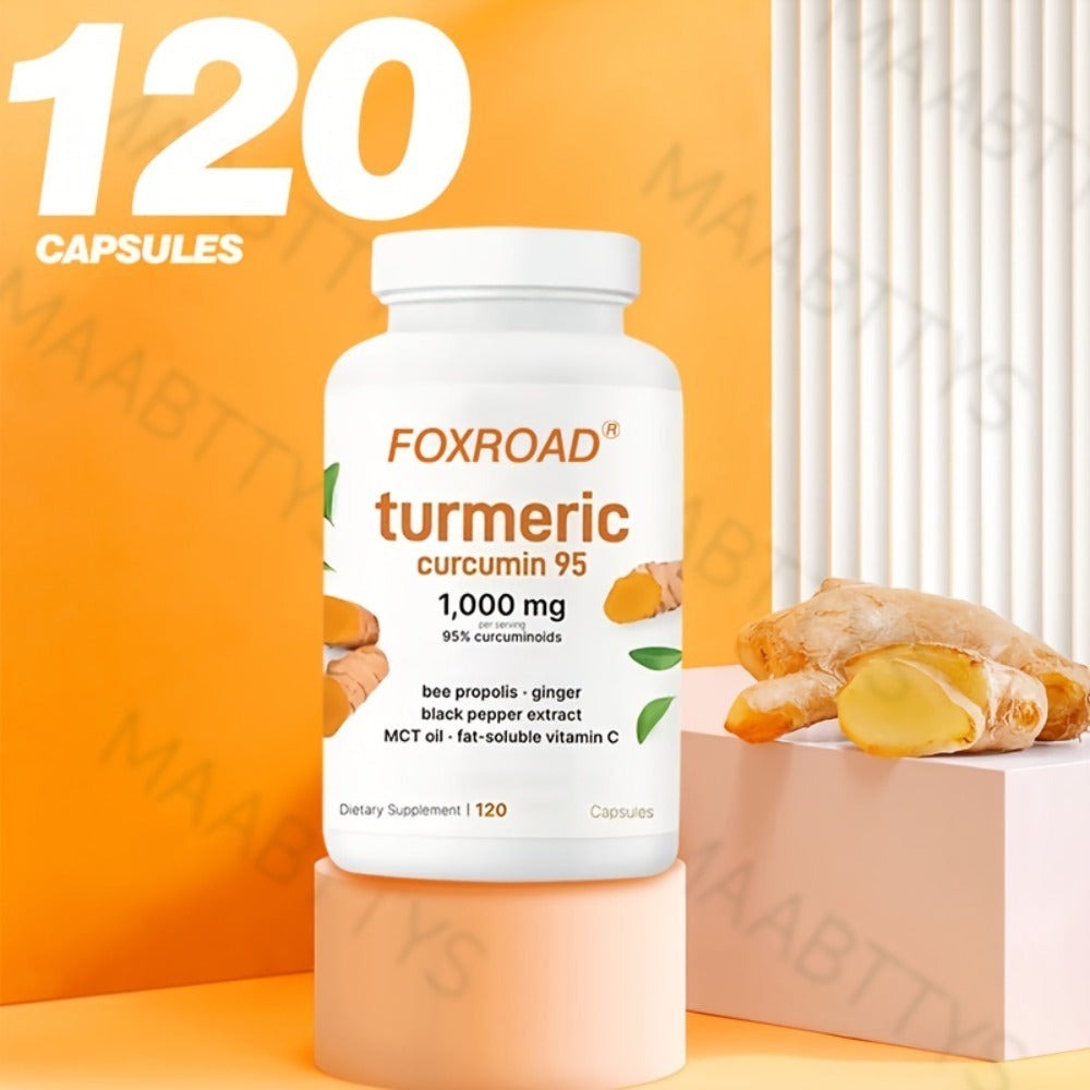Curcumin 6-in-1 Capsules with 95% Active Curcumin, Vitamin C & Probiotics – 120 Capsules 120-Day Supply | Anti-Inflammatory, Immune & Gut Support | All-Natural Turmeric Formula for Women & Men